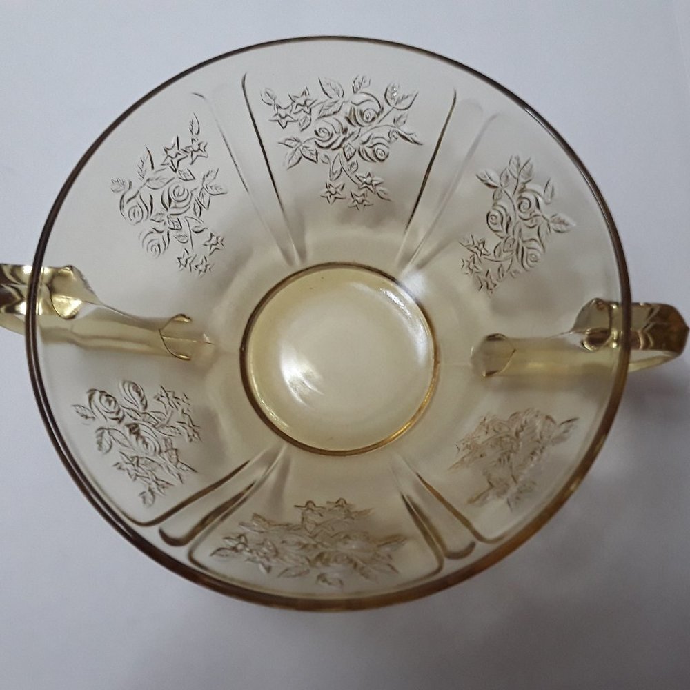 Light Amber-Yellow Depression Glass Cream Soup Bowl